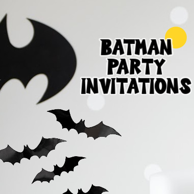 batman party invitations with bats and yellow moon